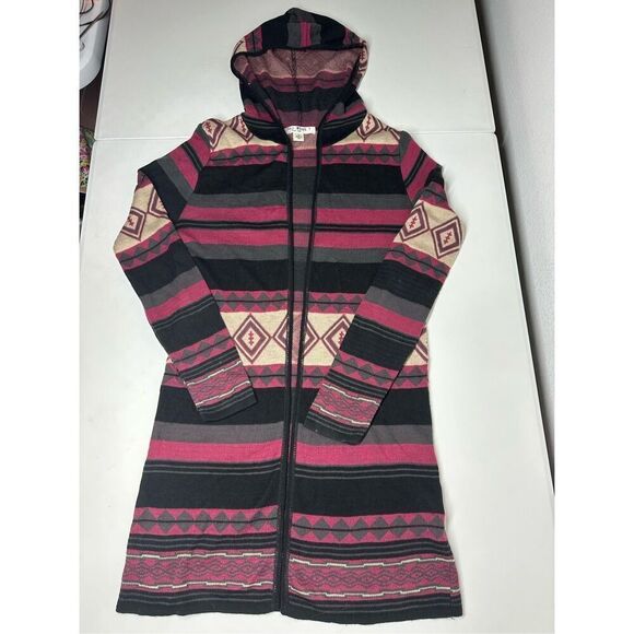 Say What? Lima Aztec Hooded Cardigan Duster Size M Made in USA - Picture 4 of 9